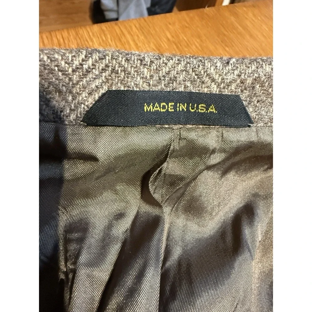 Haggar Imperial Blazer 42L Brown Herringbone‎ Wool Tweed Sport Coat USA Made